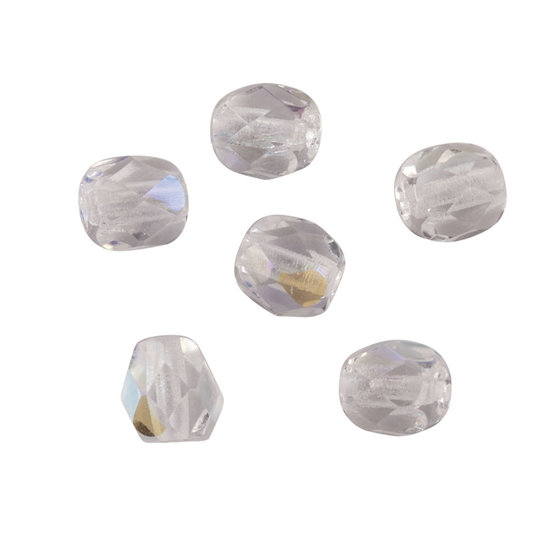 Rayher Rayher Glas Facetkraal 4mm Bergkristal Iriserend 100st