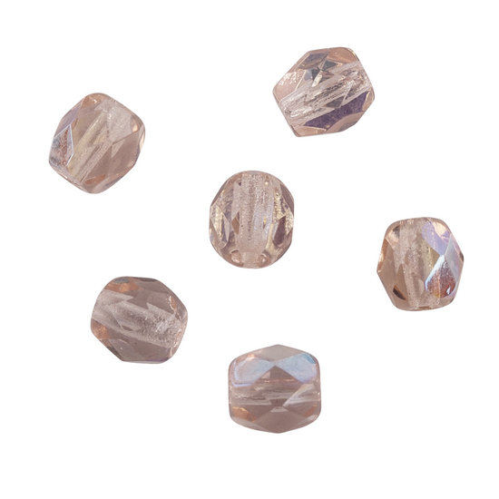 Rayher Rayher Glas Facetkraal 4mm Rozenkwarts Iriserend 100st