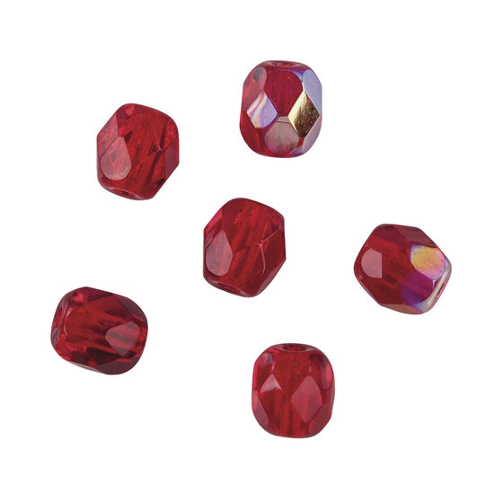 Rayher Rayher Glas Facetkraal 4mm Robijn Iriserend 100st