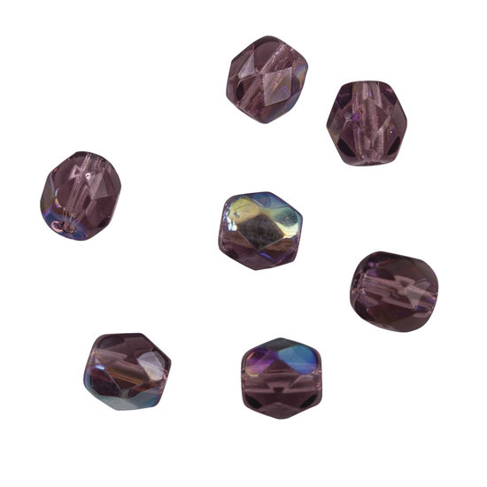 Rayher Rayher Glas Facetkraal 4mm Amethist Iriserend 100st