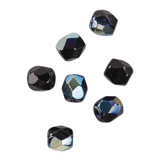 Rayher Rayher Glas Facetkraal 4mm Onyx Iriserend 100st