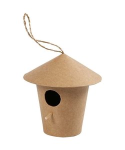 Papier Mache Vogelhuis 10,5x10,5x11cm