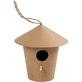 Creotime Papier Mache Vogelhuis 10,5x10,5x11cm
