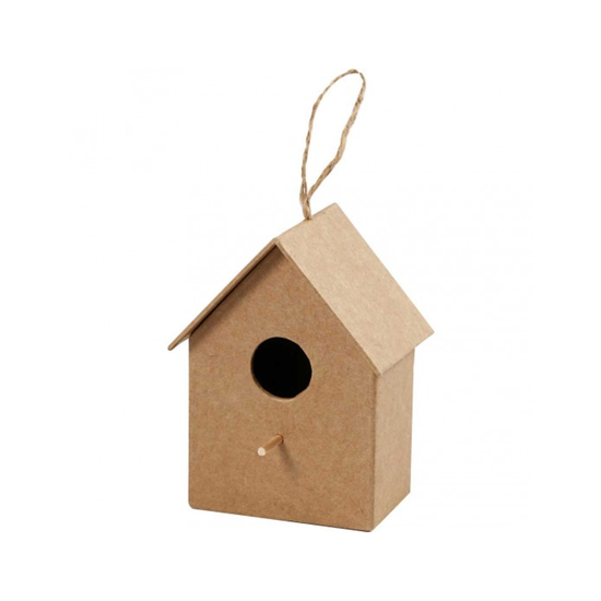 Creotime Papier Mache Vogelhuis 6x8,5x10,5cm