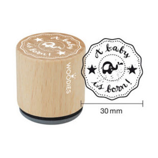 Houten stempel A Baby is born