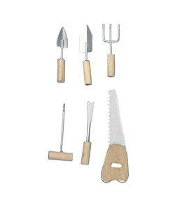Mini tuingereedschap metaal/hout  4/5/6 cm 6s