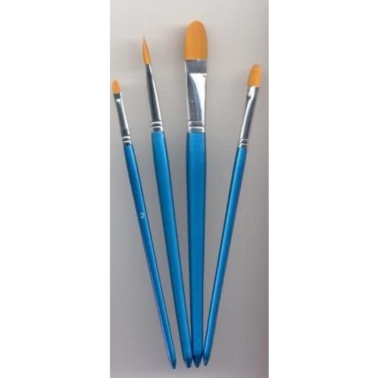 Hobby & Crafting Fun Penselen Set Nylon Plat Ovaal 4st
