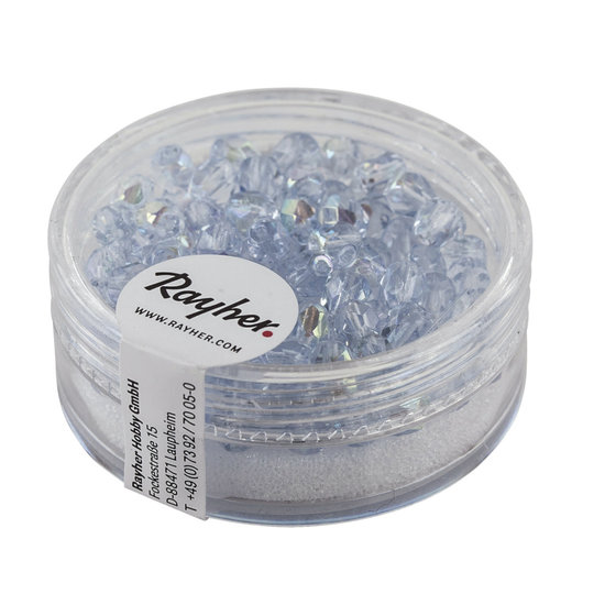 Rayher Rayher Glas Facetkraal 4mm Aquamarijn Iriserend 100st