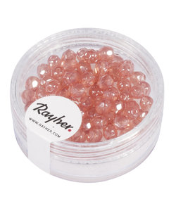 Rayher Glas Facetkraal 4mm Roze 100st