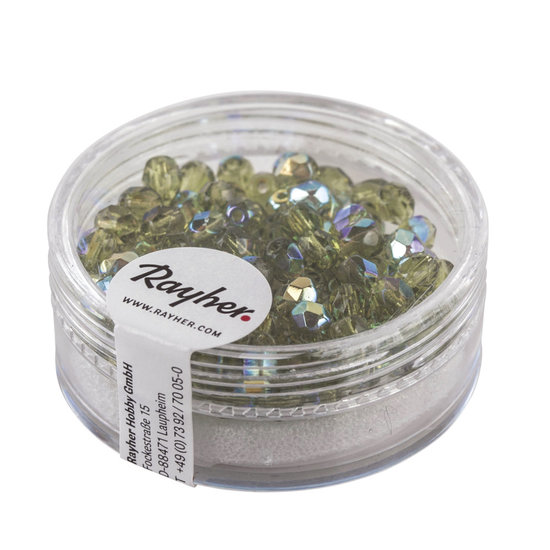 Rayher Rayher Glas Facetkraal 4mm Olijf 100st