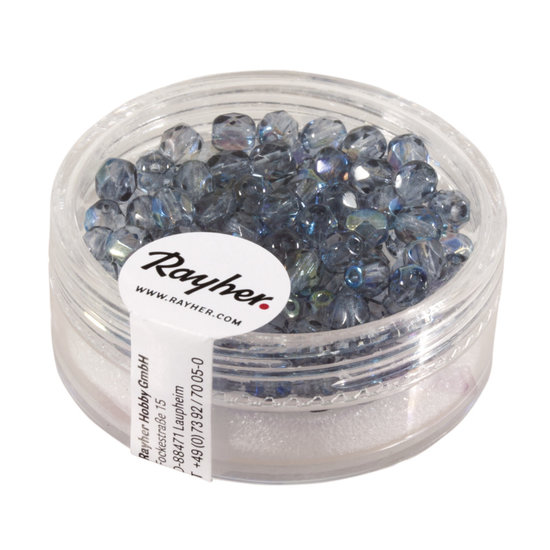 Rayher Rayher Glas Facetkraal 4mm Blauw grijs 100st