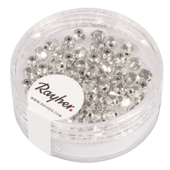 Rayher Rayher Glas Facetkraal 4mm Briljant Zilver 100st
