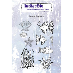 IndigoBlu Stempel Rubber Little Fishies A6 9st.