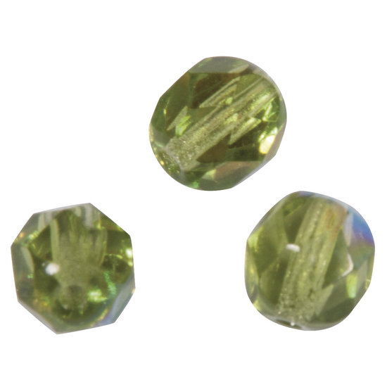 Rayher Glazen facetkralen, Iriserend 6 mm Doosje 50 st. Olijf