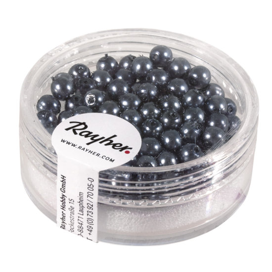 Rayher Renaissance-Glasparels 4mm Doosje 85 st. Antraciet