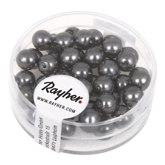 Rayher Renaissance-Glasparels 6mm Doosje 45 st. Antraciet