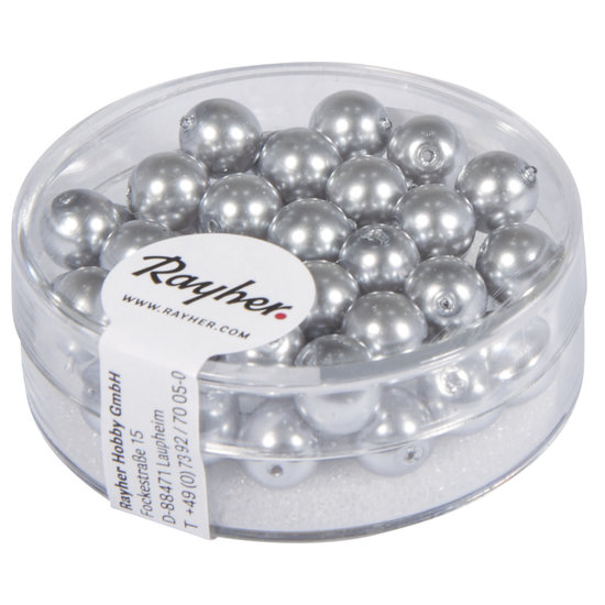 Rayher Renaissance-Glasparels 6mm Doosje 45 st. Zilvergrijs