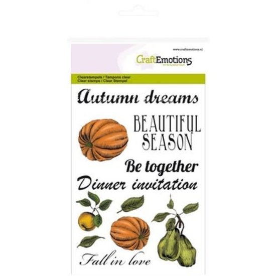 CraftEmotions Craftemotions Clear stamp Autumn Pompoen en tekst