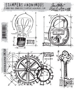 Tim Holtz Cling Stamp Blueprint Industrial