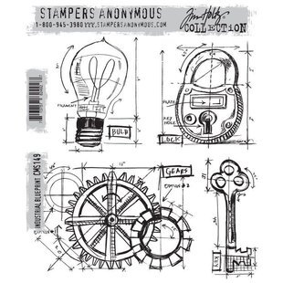 Tim Holtz Cling Stamp Blueprint Industrial