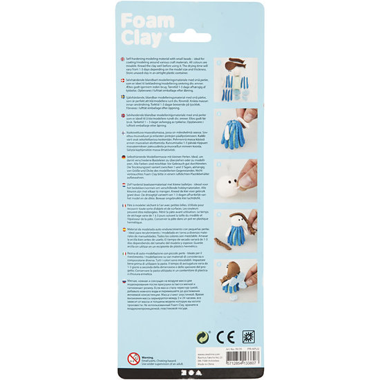 Creotime Foam Clay Glitter/metallic, Set Blauw, Lichtblauw en Groen 3x14gr