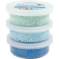 Creotime Foam Clay Glitter/metallic, Set Blauw, Lichtblauw en Groen 3x14gr