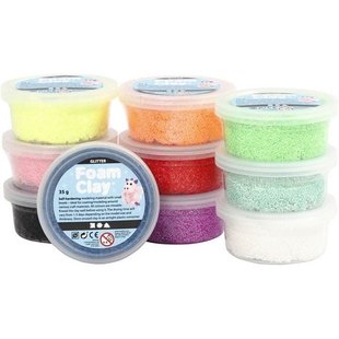 Foam Clay Glitter Diverse Kleuren Set 35g 10st