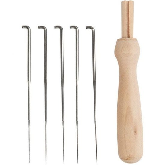 Creotime Viltnaald Houder van hout, 1 naalds inclusief 5 medium naalden