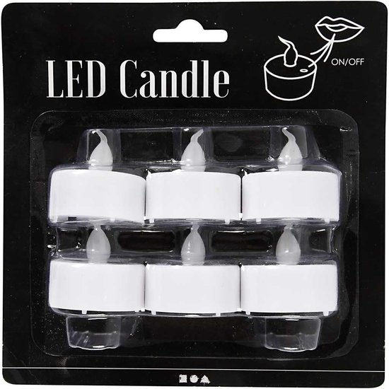 Creotime LED Waxinelichten, h:35mm, d:38mm 6 st