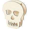 Creotime Houten Schedel / Doodskop H: 13,5 cm diepte 3 cm B: 11,5 cm