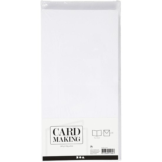 Creotime Kaarten & Enveloppen  Afmeting kaart 15x15cm 50st. Wit
