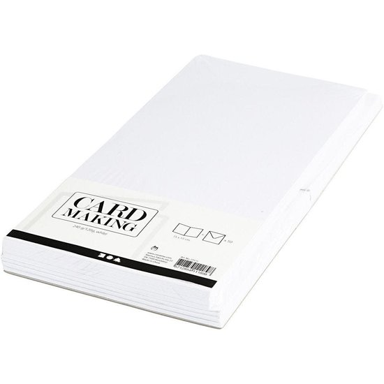 Creotime Kaarten & Enveloppen  Afmeting kaart 15x15cm 50st. Wit