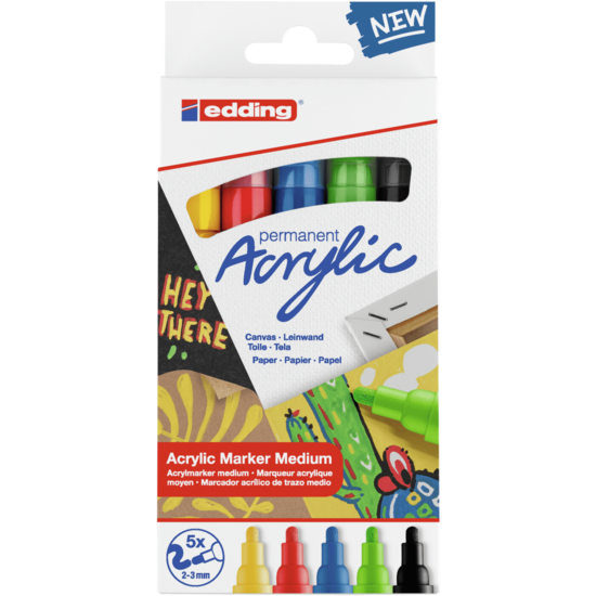 Edding Edding Acrylic marker Medium set/5 Basic
