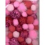 Hobby & Crafting Fun Pom Pom Mix set incl. glitter 2 cm, 2.5 cm, 3.5 cm 50 st. Roze