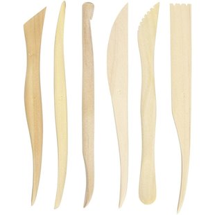 Houten modelleer gereedschapset l: 15 cm, 6 assorti