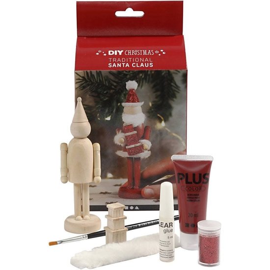 Creotime DIY Kit Christmas Kerstman (hout) H: 13.5 cm