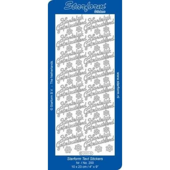 Starform Starform Stickervel Hartelijk Gefeliciteerd 1 cursief 10x23cm Goud nr. 200