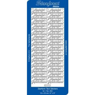 Starform Stickervel Hartelijk Gefeliciteerd 3 cursief 10x23cm Goud nr. 202