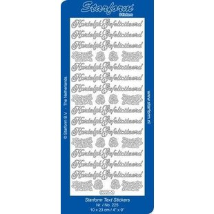 Starform Stickervel Hartelijk Gefeliciteerd 5 10x23cm Zilver nr. 225