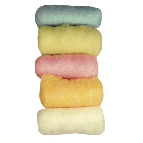 Rayher Zuivere scheerwol, 5x20 gr. ass. Pastel kleuren