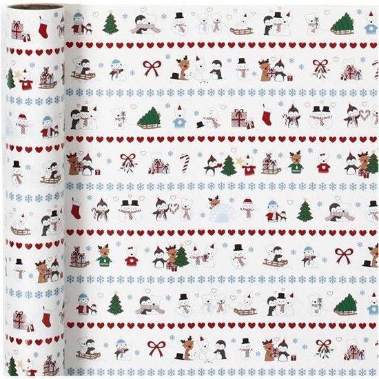 Creotime Cadeaupapier Kerst Polar Fun 80 gr. 70cm x 4 mtr