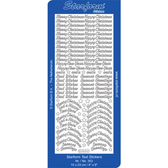 Starform Starform Stickervel Tekst Kerst / Nieuwjaar 10x23cm Goud nr. 353