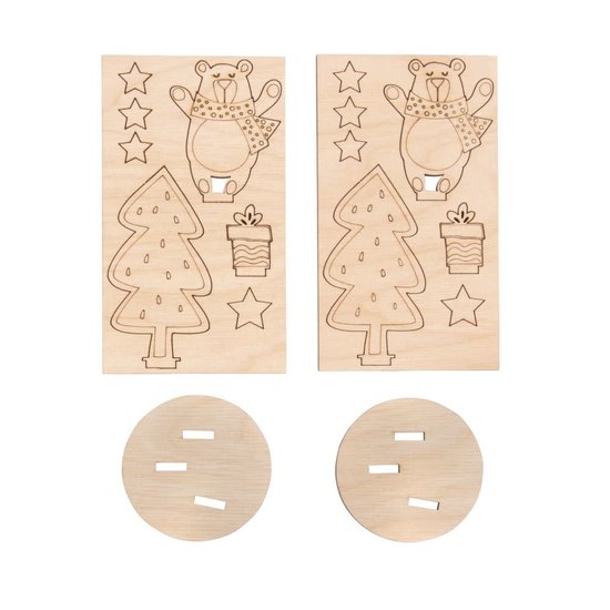 Rayher Rayher Houten DIY Bouwset Instekers Voor Stolp Kerst Beer 8,2cm., ø 6cm.