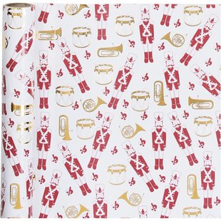 Cadeaupapier 80gr. Notenkraker goud rood 70cm x 2 mtr