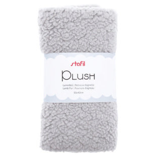 Plush Lamsvel 100% polyester 30 x 40cm  Licht Grijs