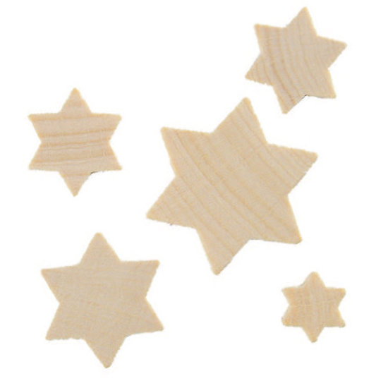 Stafil SpA Houten sterren  70 stuks assorti ca. 13-32mm