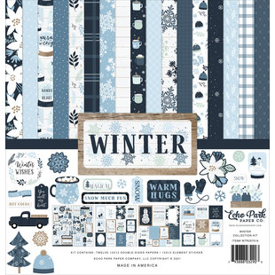 Echo Park 12x12 Inch Collection Kit 12 double sided sheets 1 sticker sheet Winter