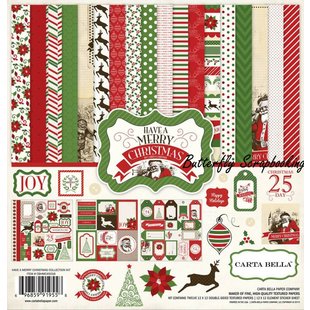 Carta Bella 12x12 inch collection kit Have a Merry Christmas 12 double sided sheets, 1 stickersheet