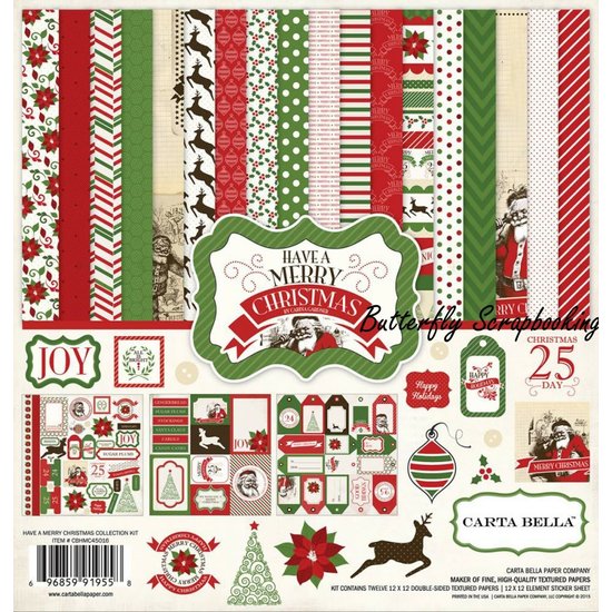 Carta Bella Carta Bella 12x12 inch collection kit Have a Merry Christmas 12 double sided sheets, 1 stickersheet