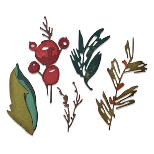 Sizzix Tim Holtz Thinlits Die Set 9 Dies Holiday Brushstroke